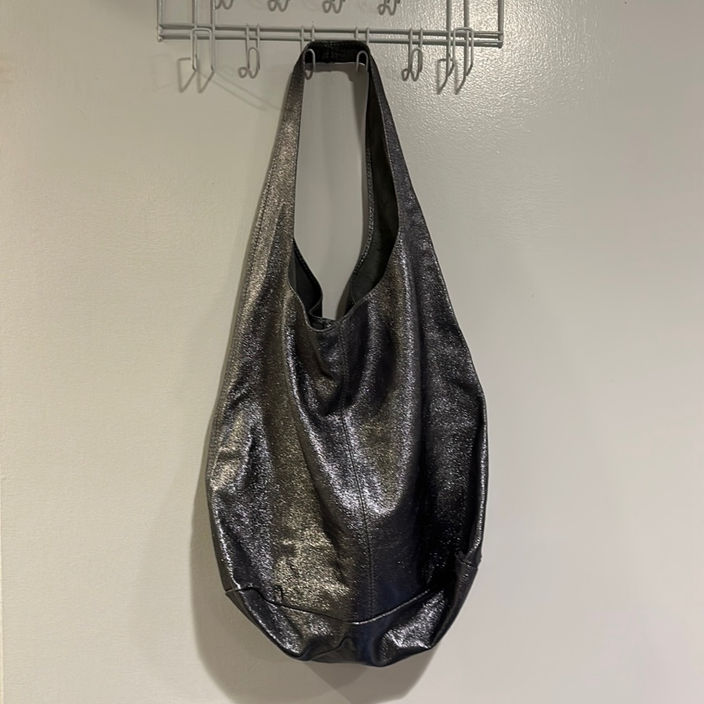 Gunmetal leather bag